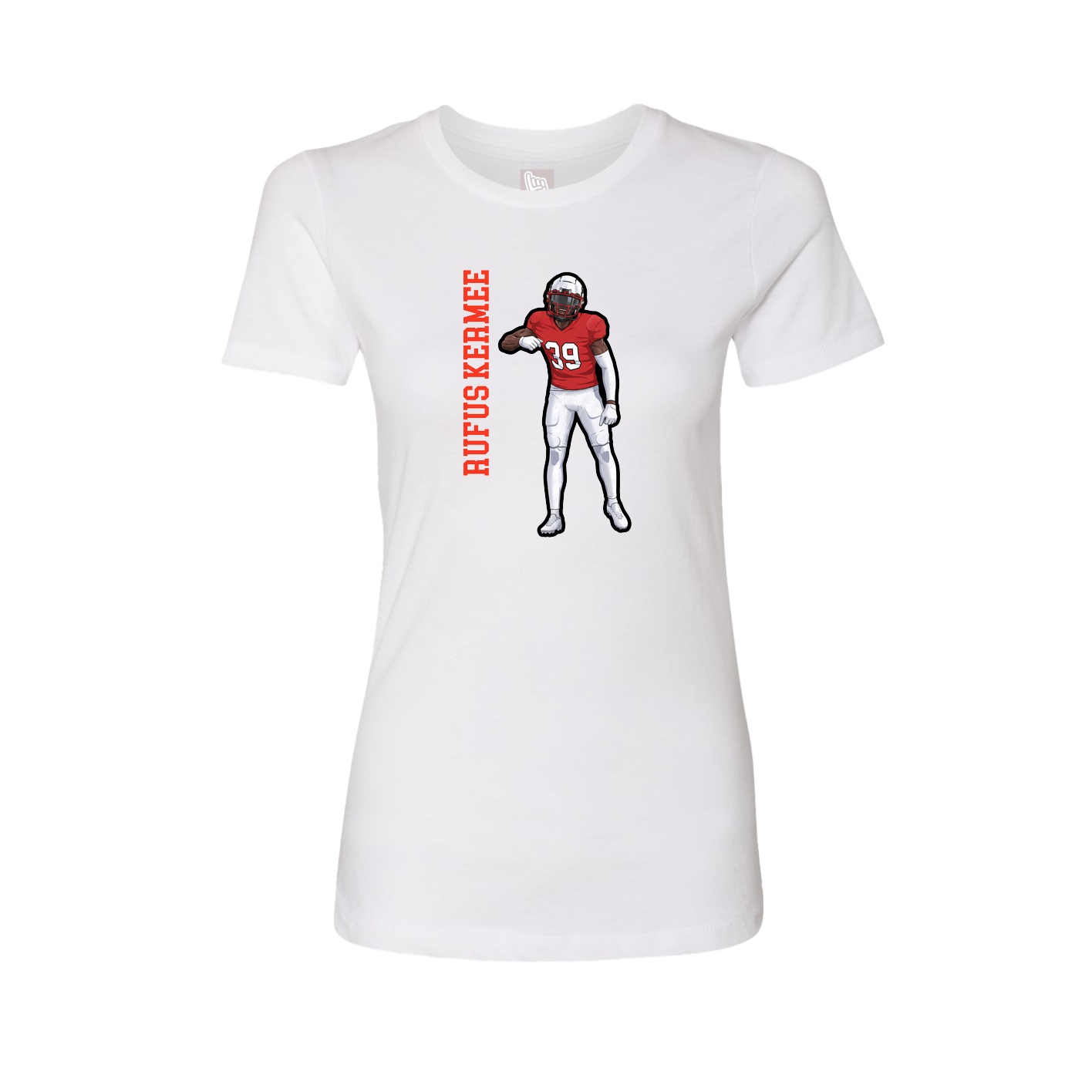 Fitted Women's Tee — Name Vertical in White