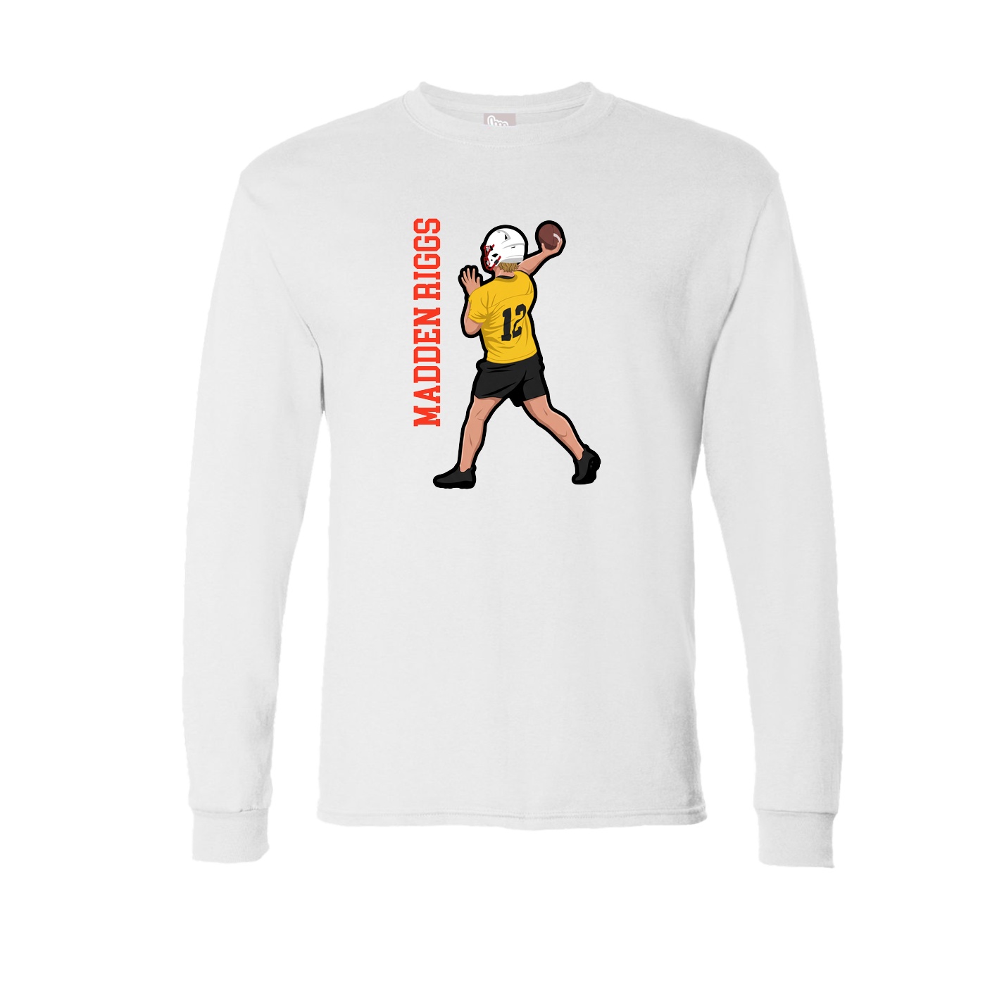 Long Sleeve Tee — Name Vertical in White