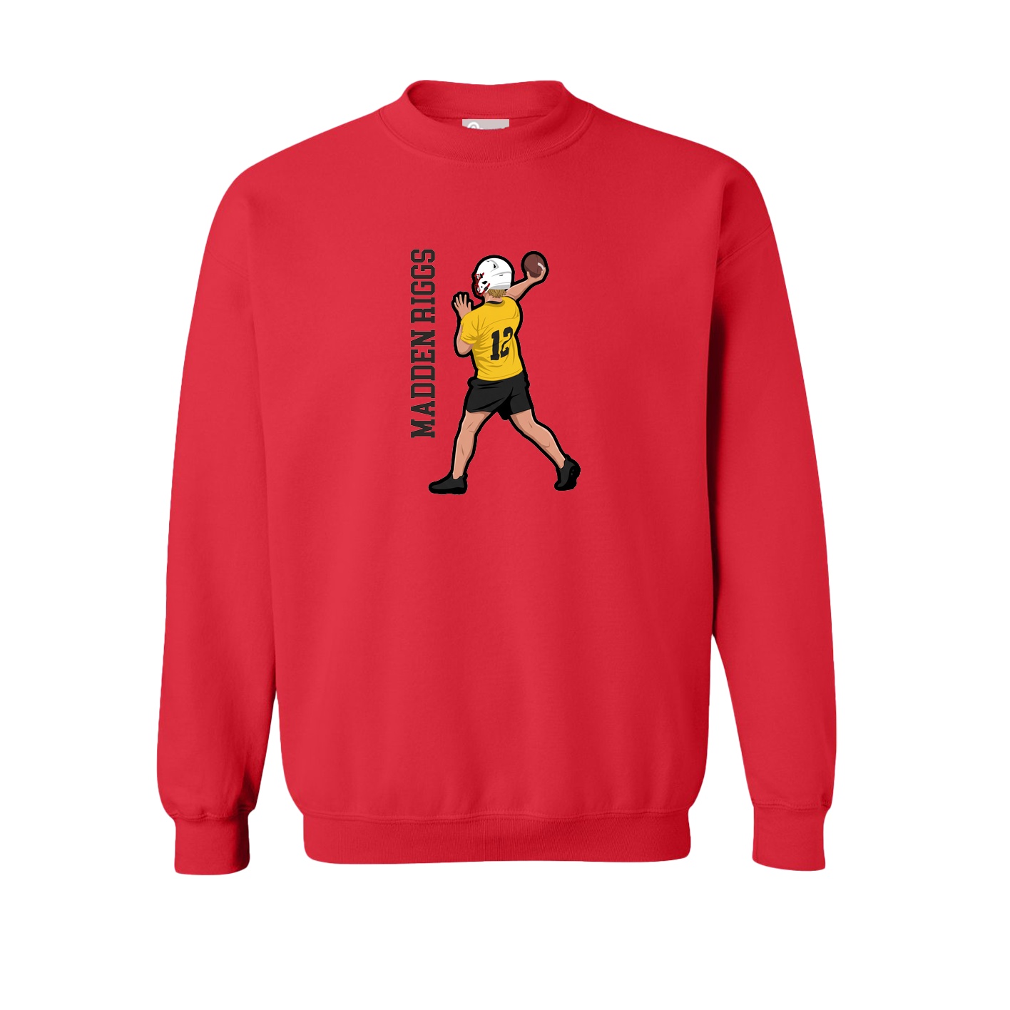 Fleece Crew — Name Vertical in Red