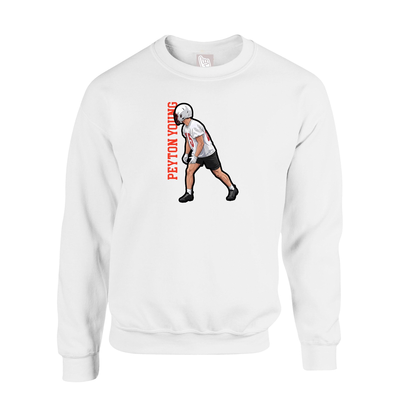 Fleece Crew — Name Vertical in White