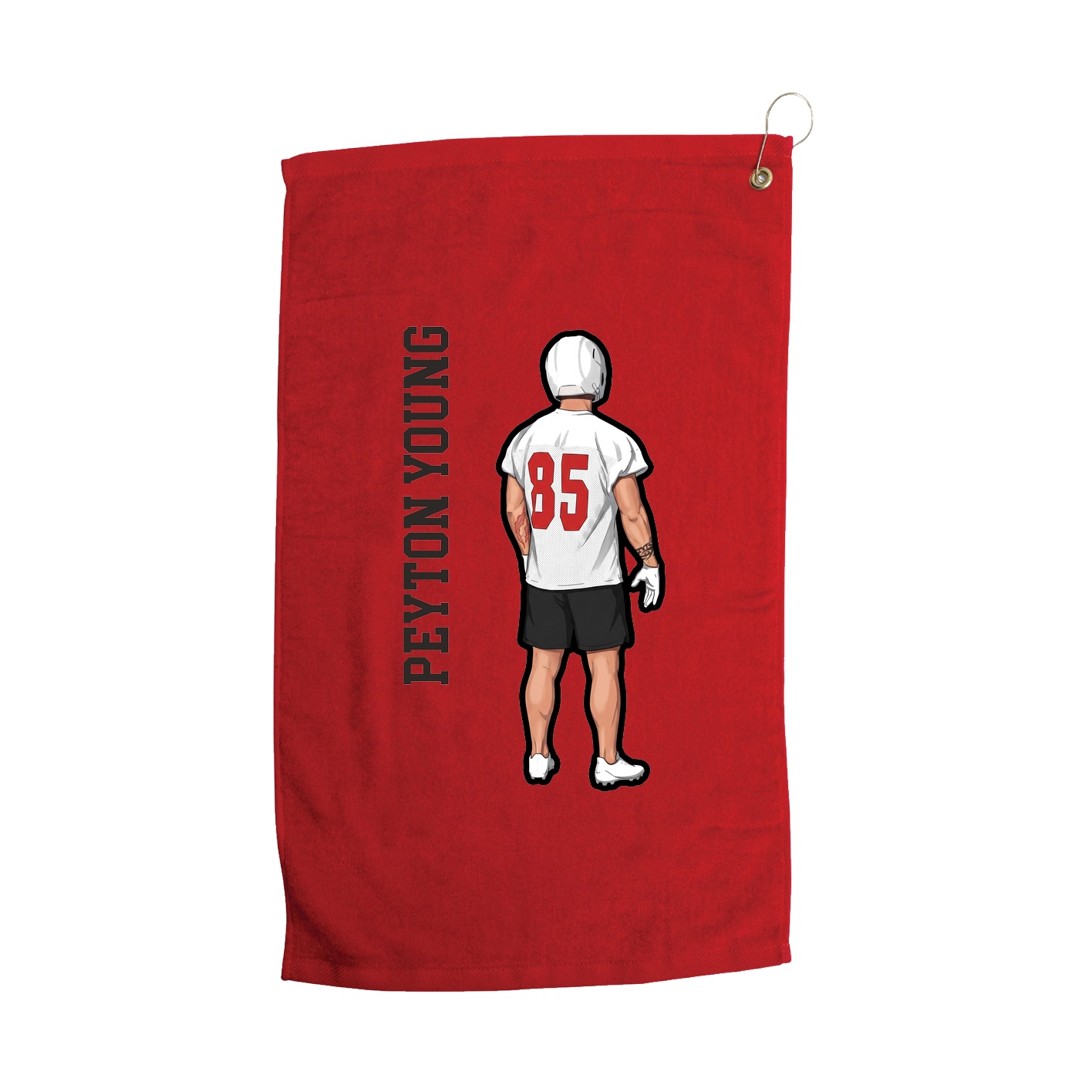 Golf Towel — Name Vertical in Red