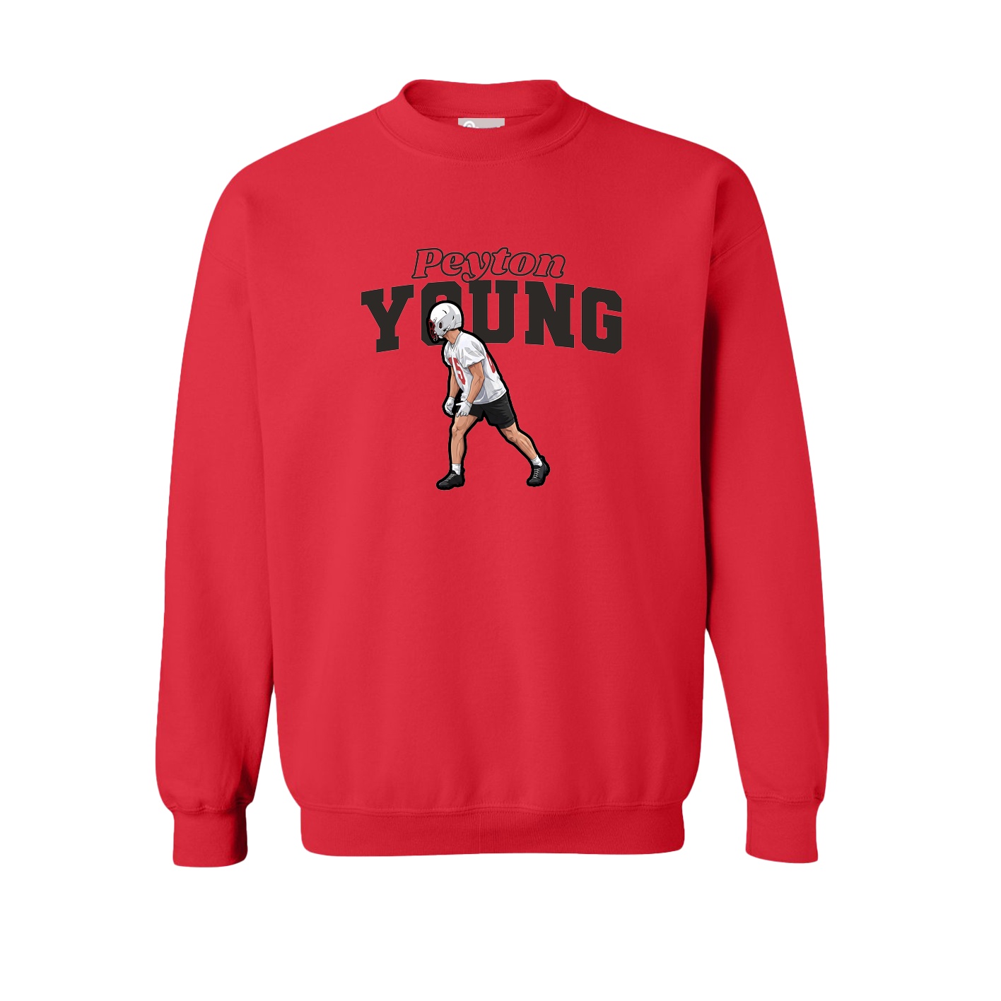 Fleece Crew — Name Arch in Red