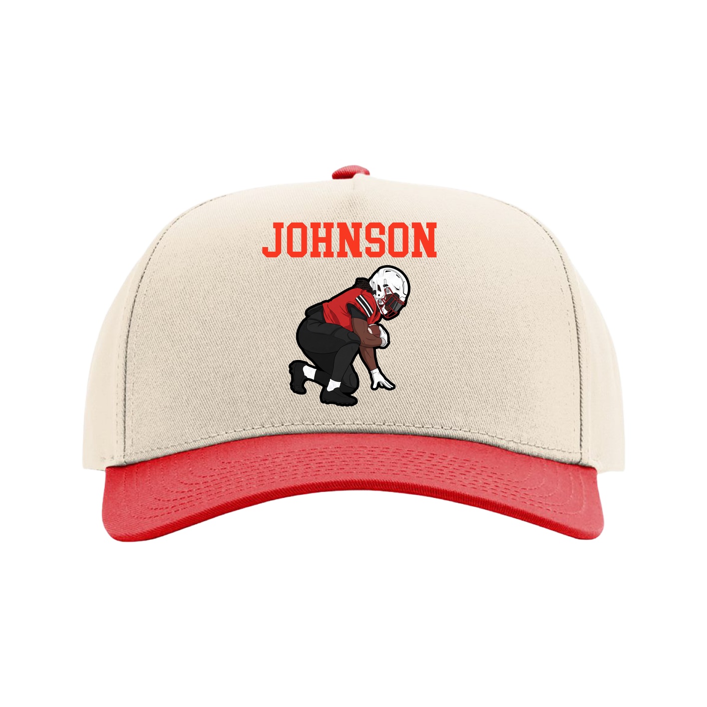Full Fabric Five-Panel Champ Cap — Shirsey in Cream/Red