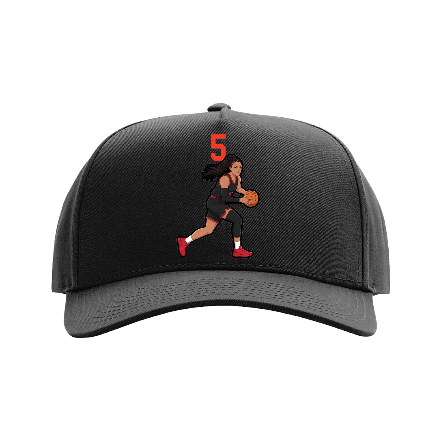 Full Fabric Five-Panel Champ Cap — Number Top in Black