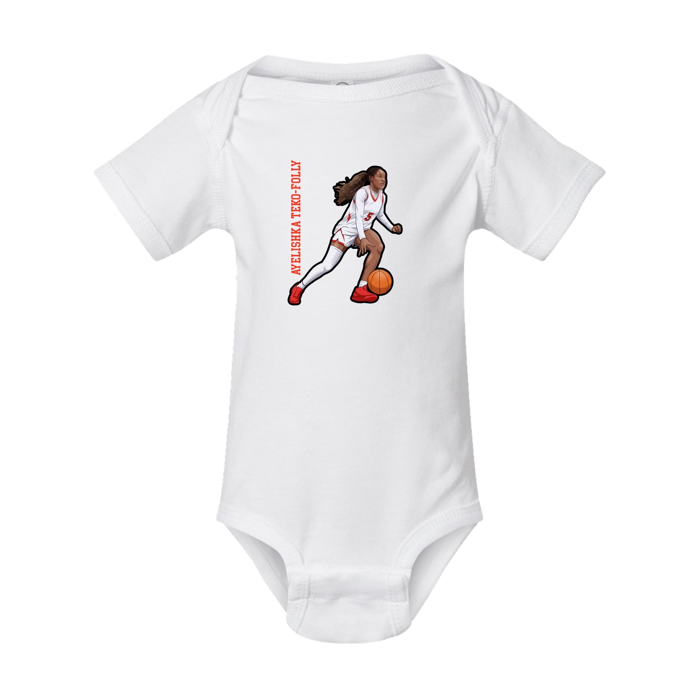 Baby Onesie — Name Vertical in White