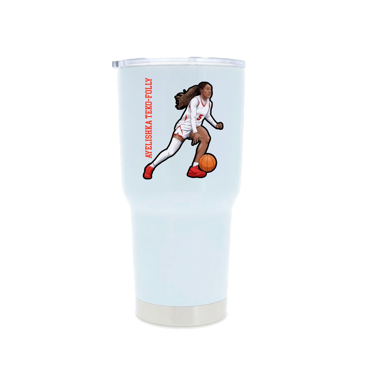 30oz Stainless Steel Tumbler — Name Vertical in White