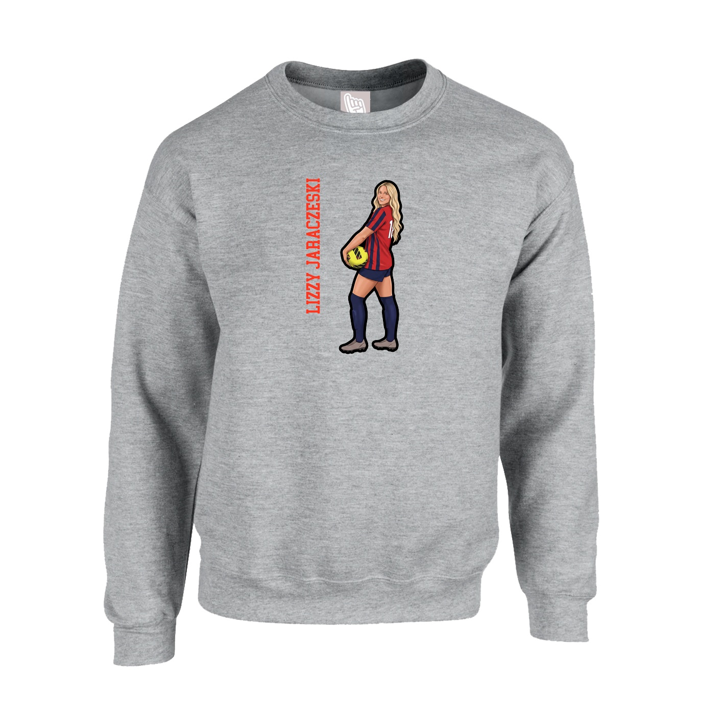 Fleece Crew — Name Vertical in Grey