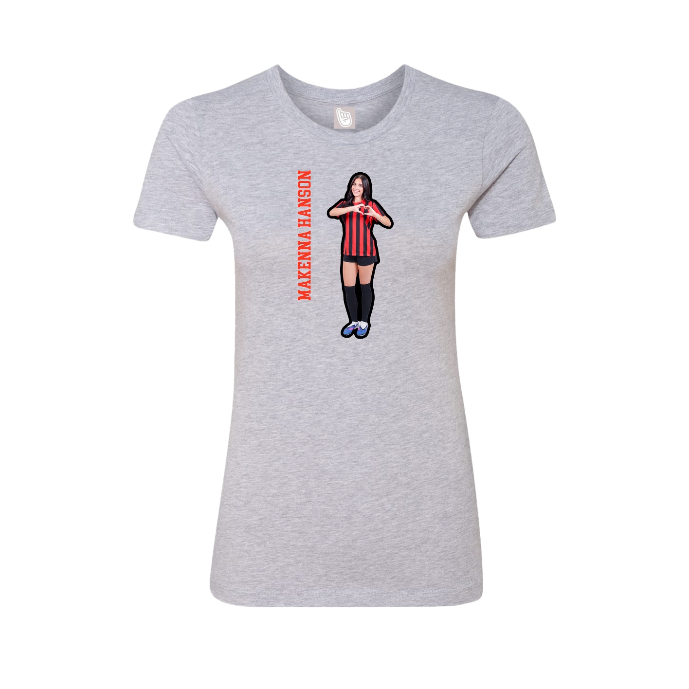 Fitted Women's Tee — Name Vertical in Grey