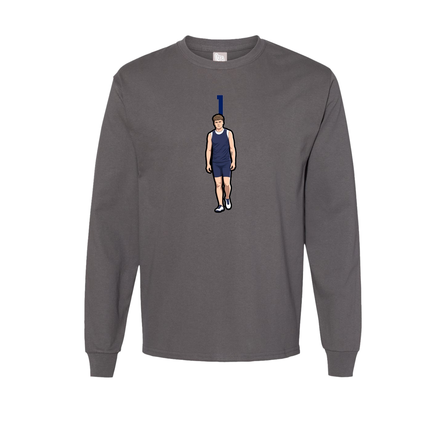 Long Sleeve Tee — Number Top in Grey