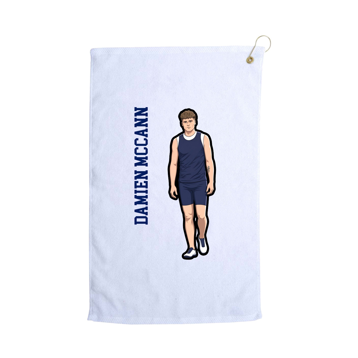 Golf Towel — Name Vertical in White