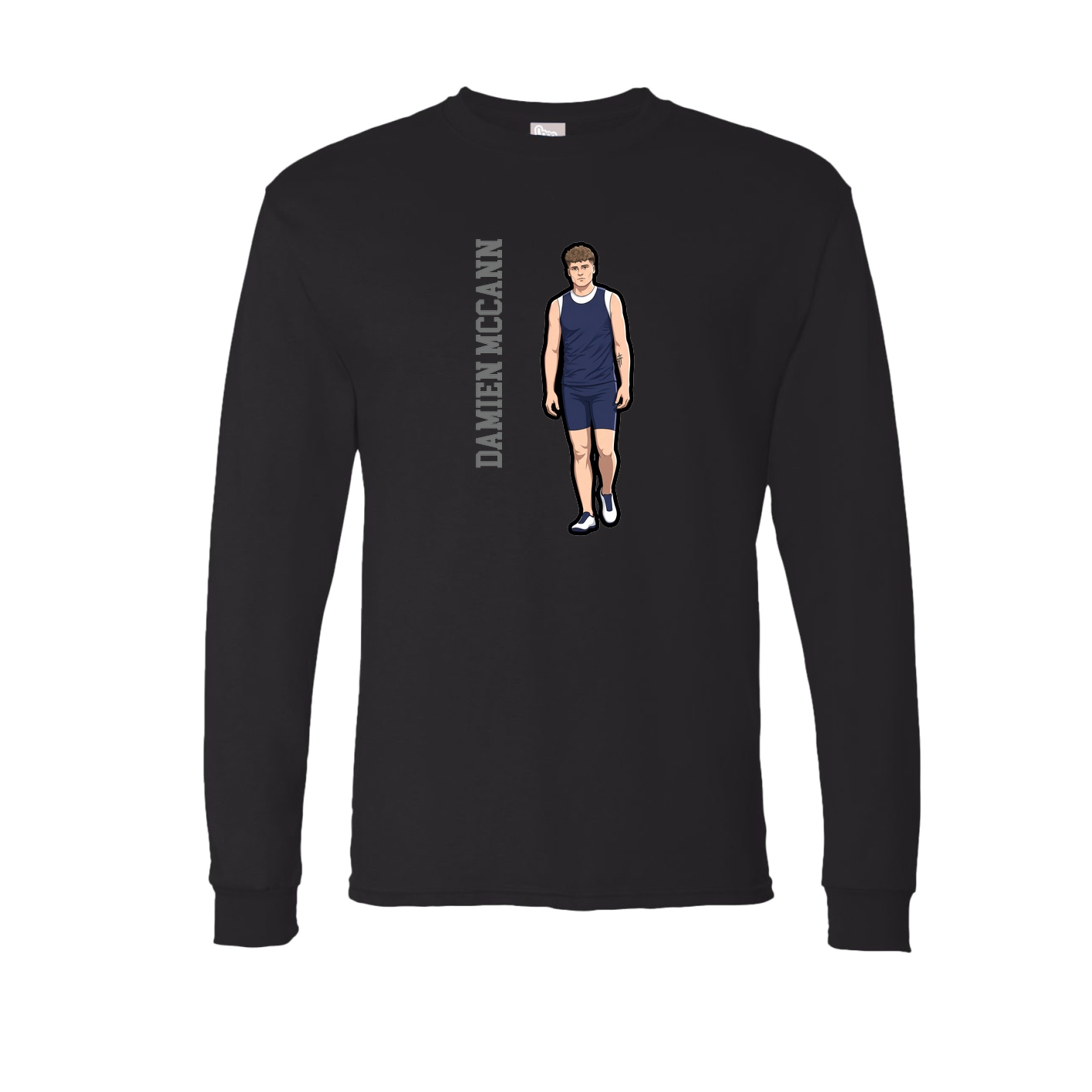 Long Sleeve Tee — Name Vertical in Black