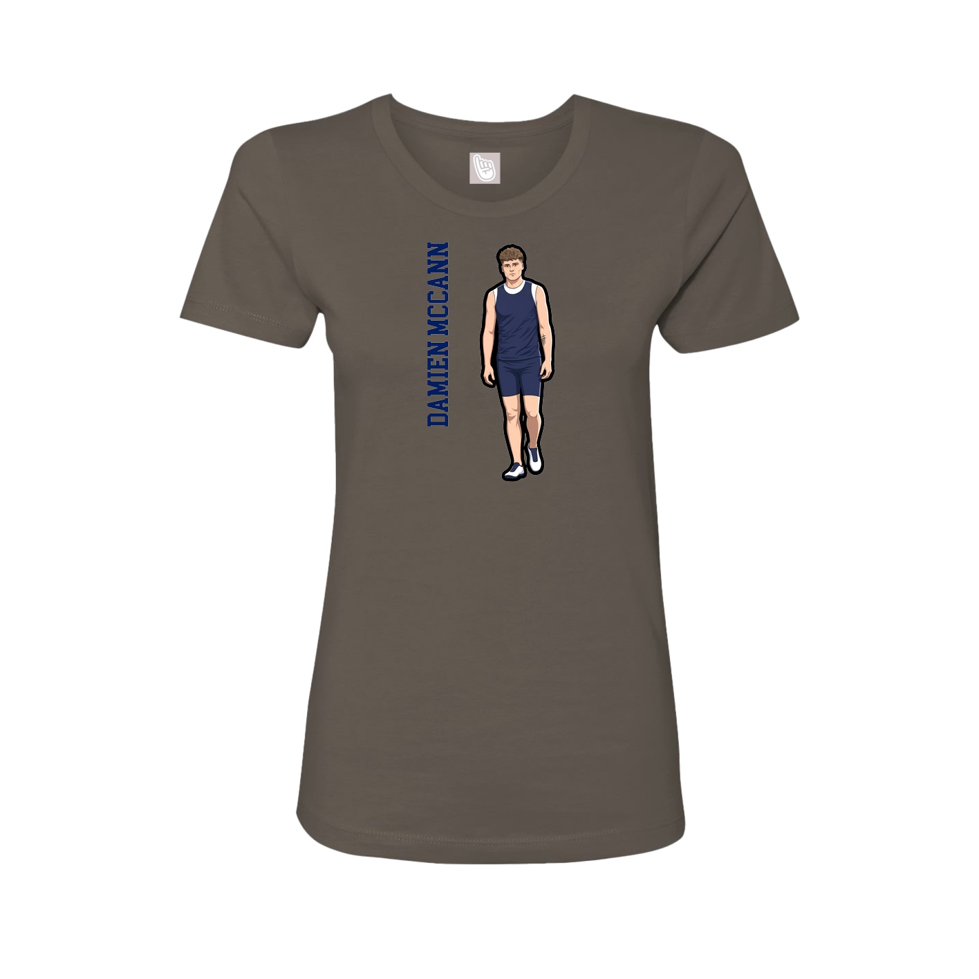 Fitted Women's Tee — Name Vertical in Grey