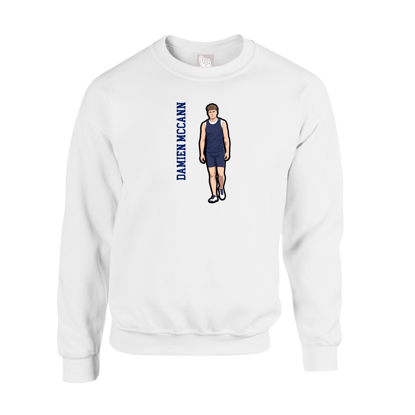 Fleece Crew — Name Vertical in White