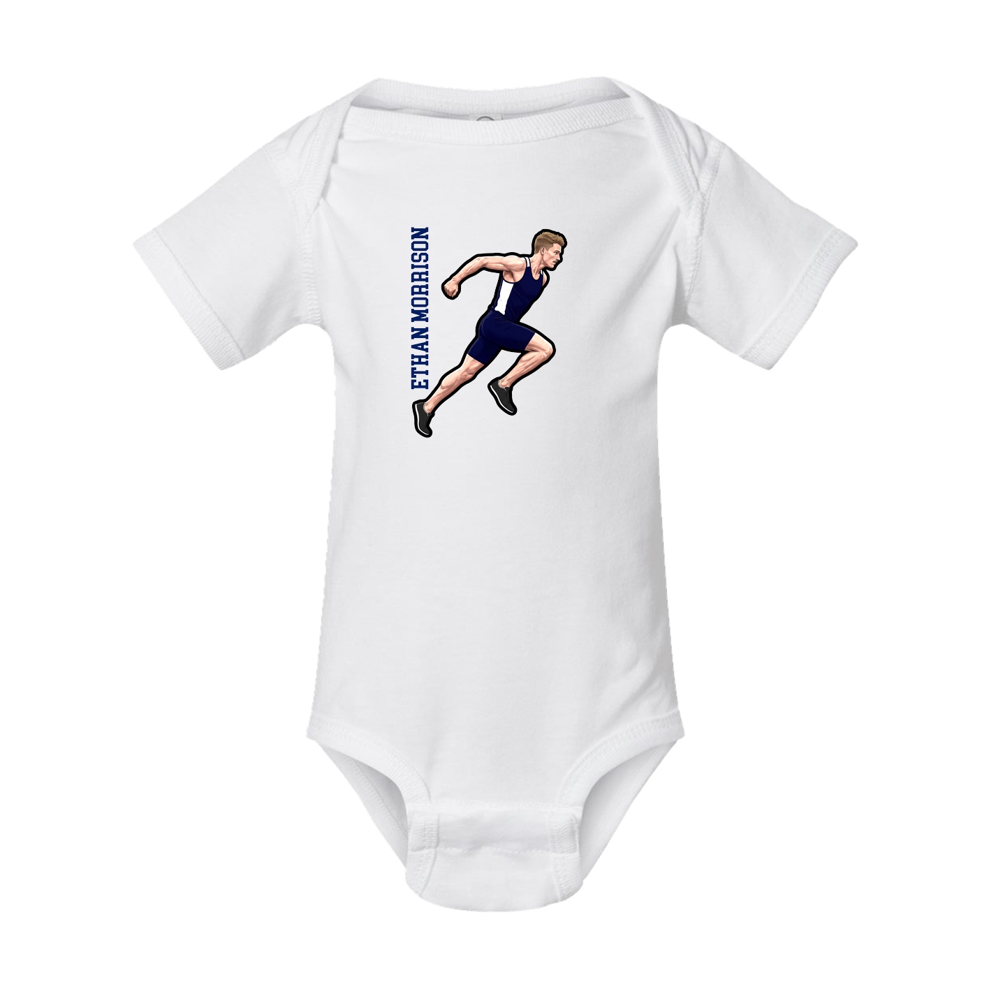 Baby Onesie — Name Vertical in White