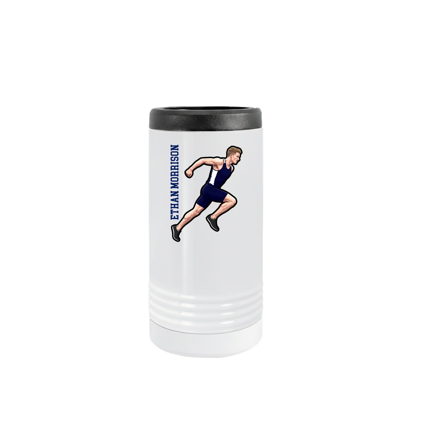 Slim Beverage Holder — Name Vertical in White