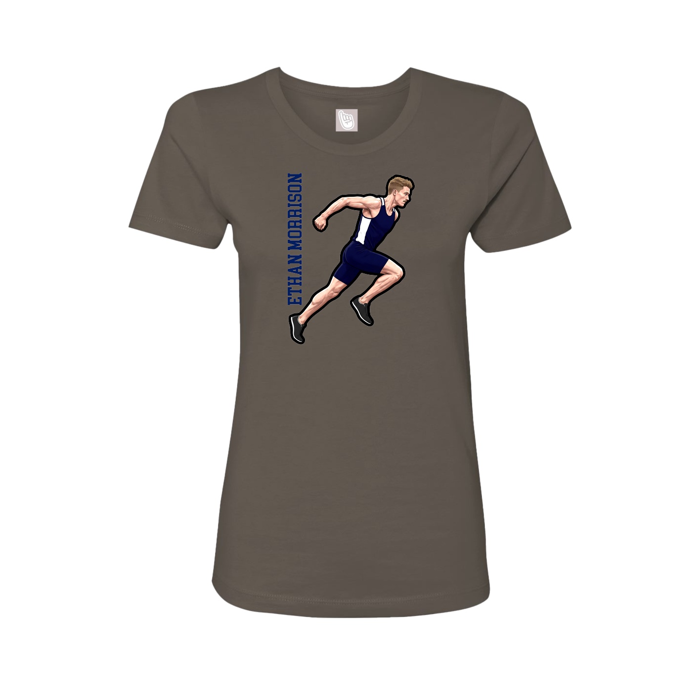 Fitted Women's Tee — Name Vertical in Grey