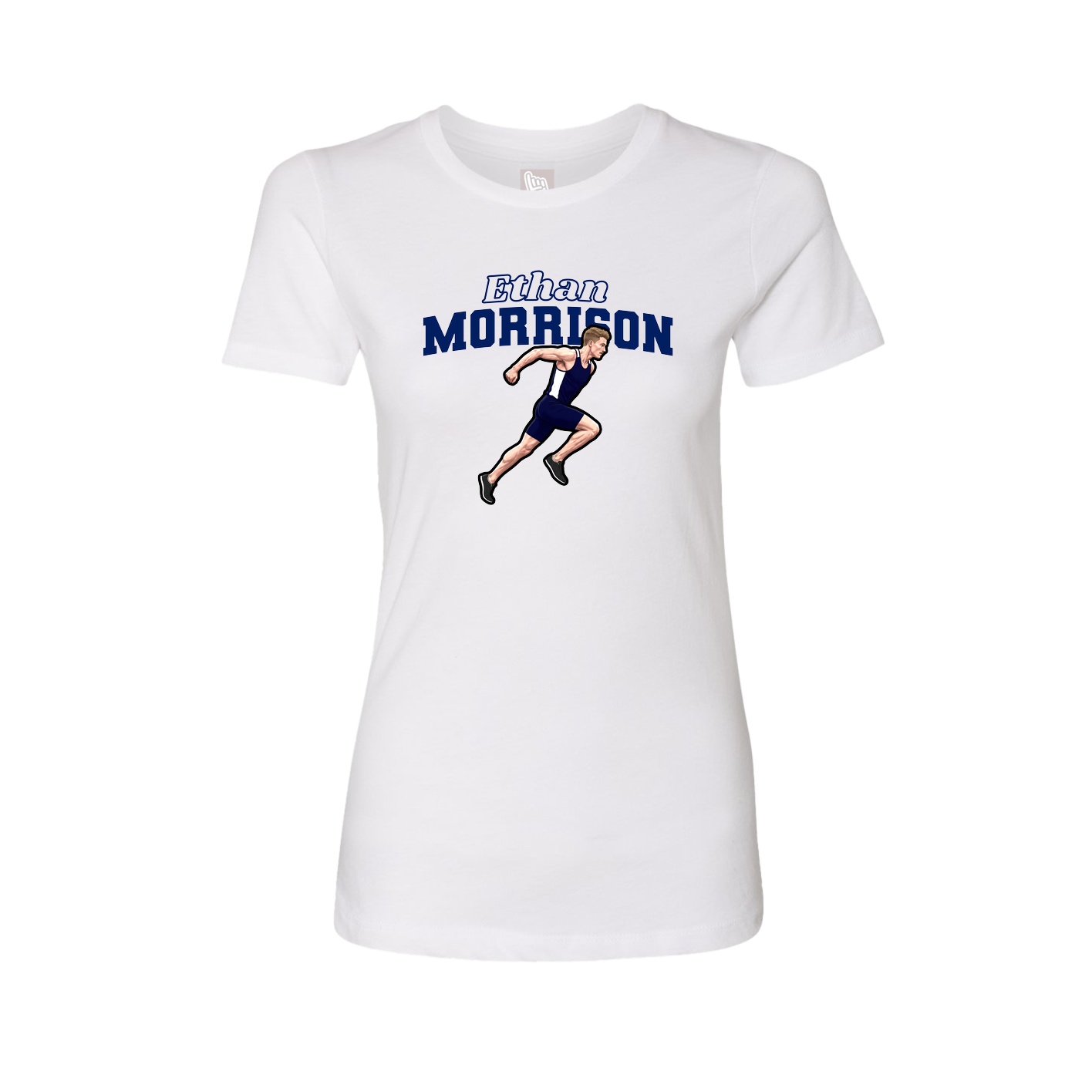 Fitted Women's Tee — Name Arch in White