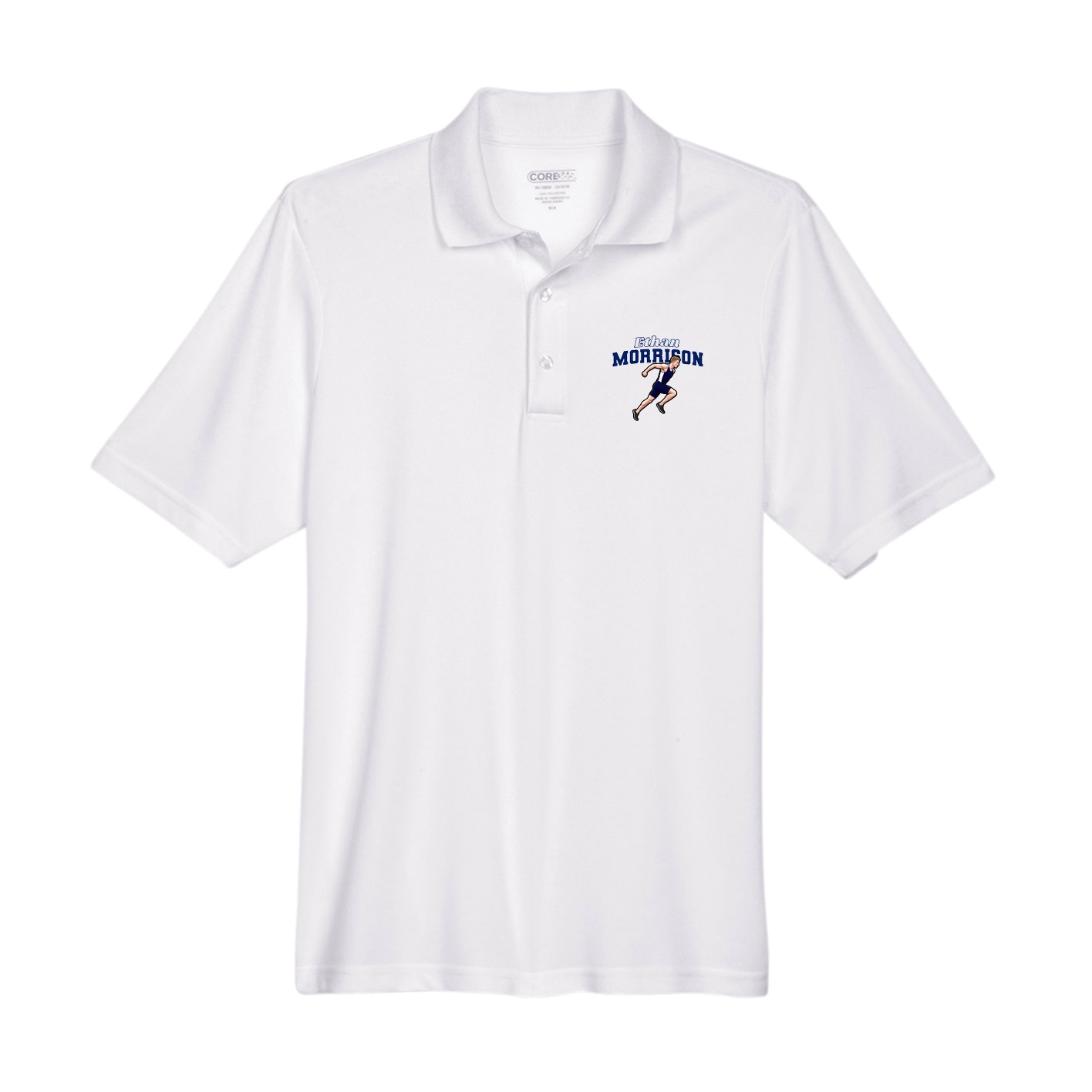 Performance Polo — Name Arch in White