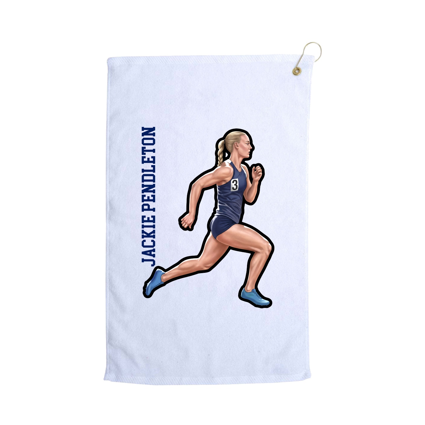Golf Towel — Name Vertical in White