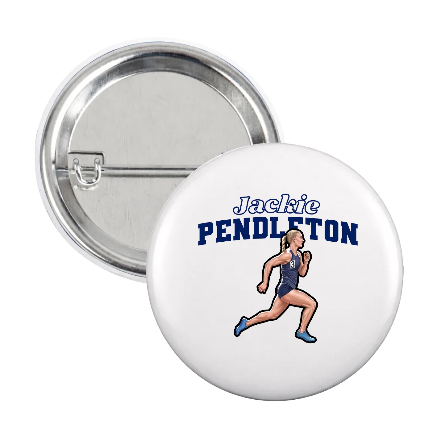 Game Day Button — Name Arch in White