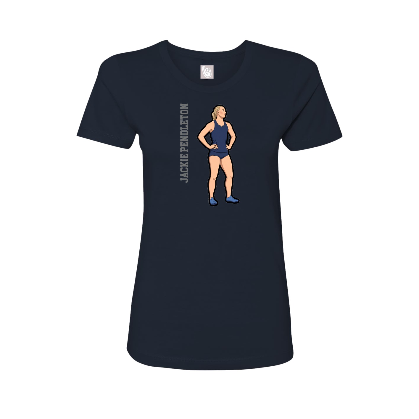Fitted Women's Tee — Name Vertical in Navy