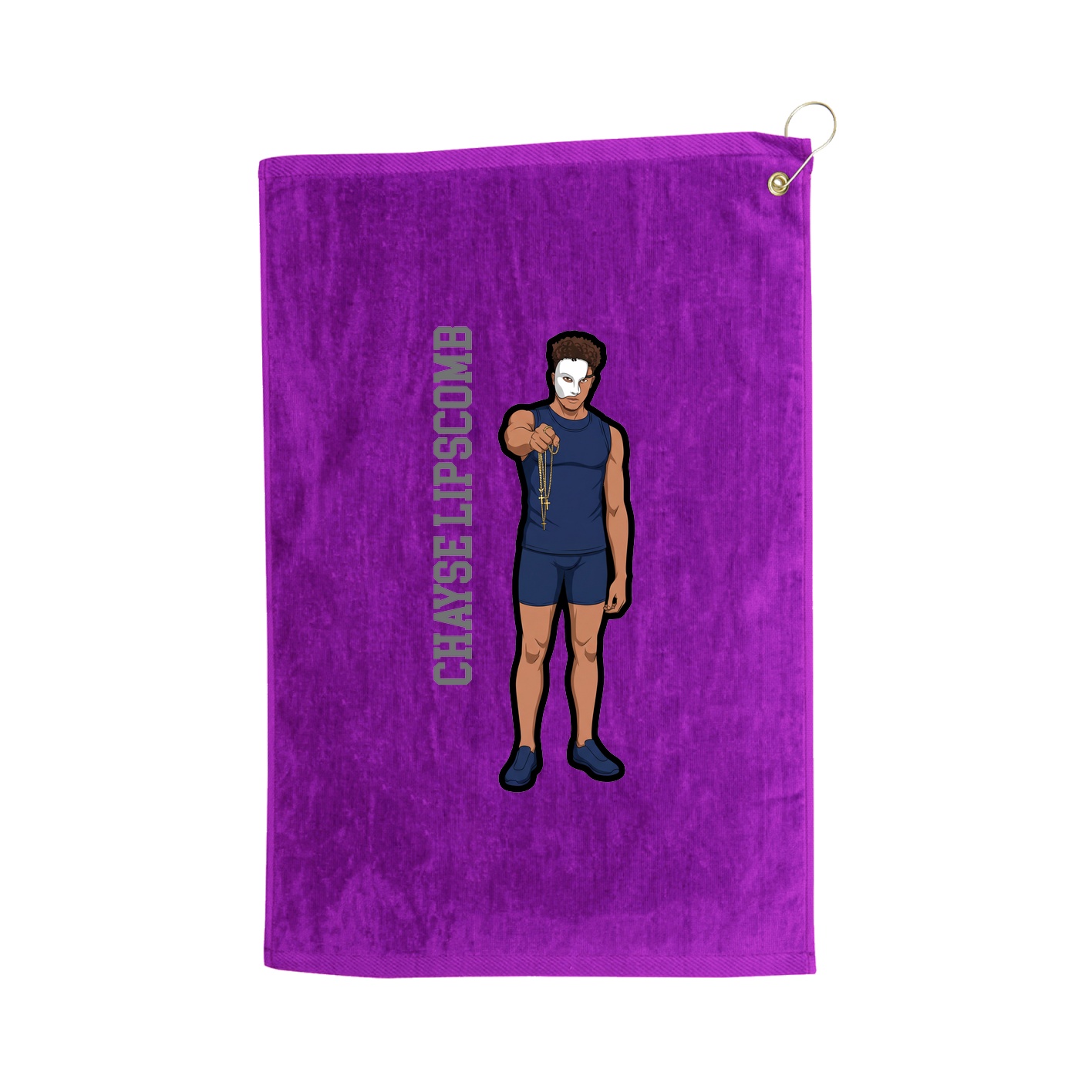 Golf Towel — Name Vertical in Purple