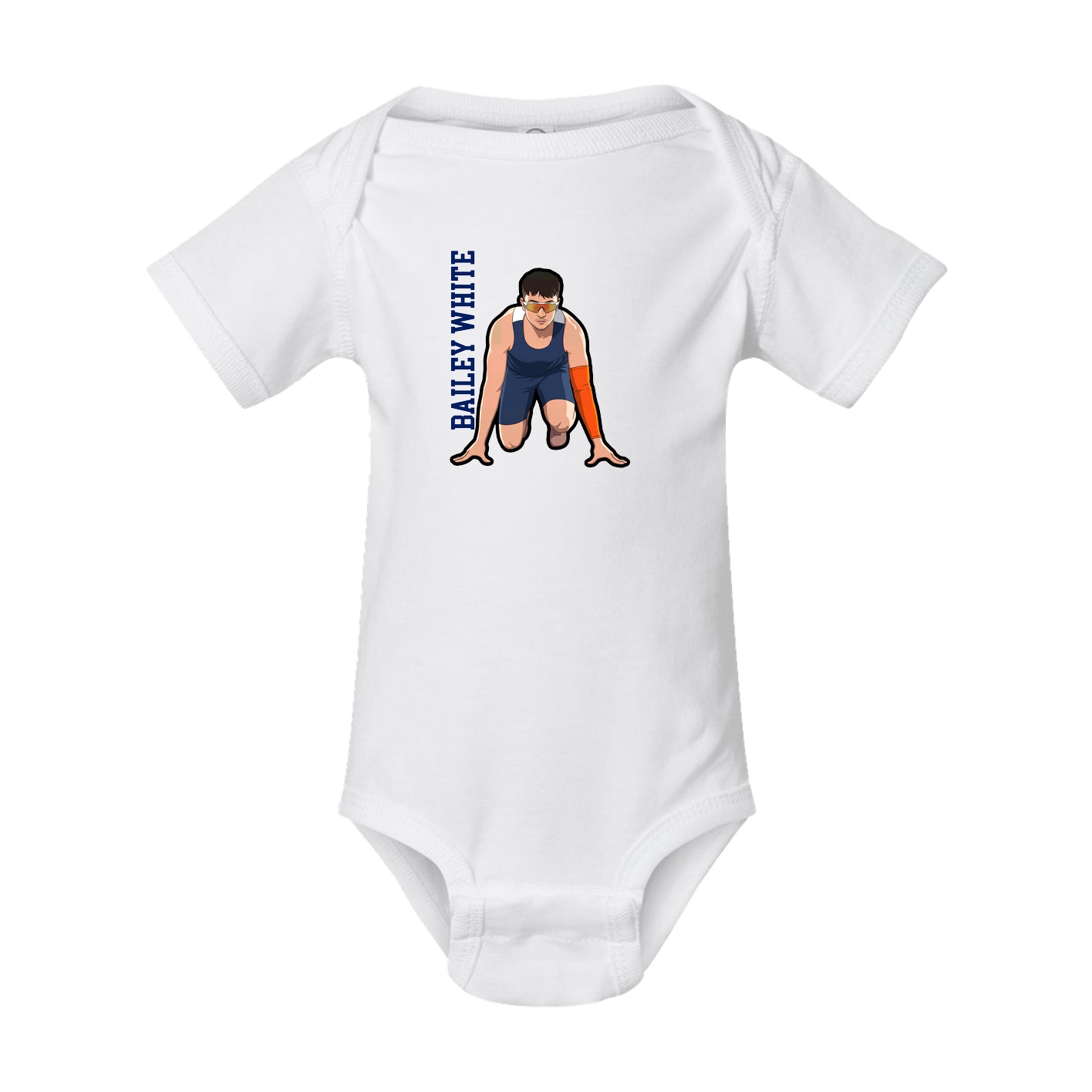 Baby Onesie — Name Vertical in White