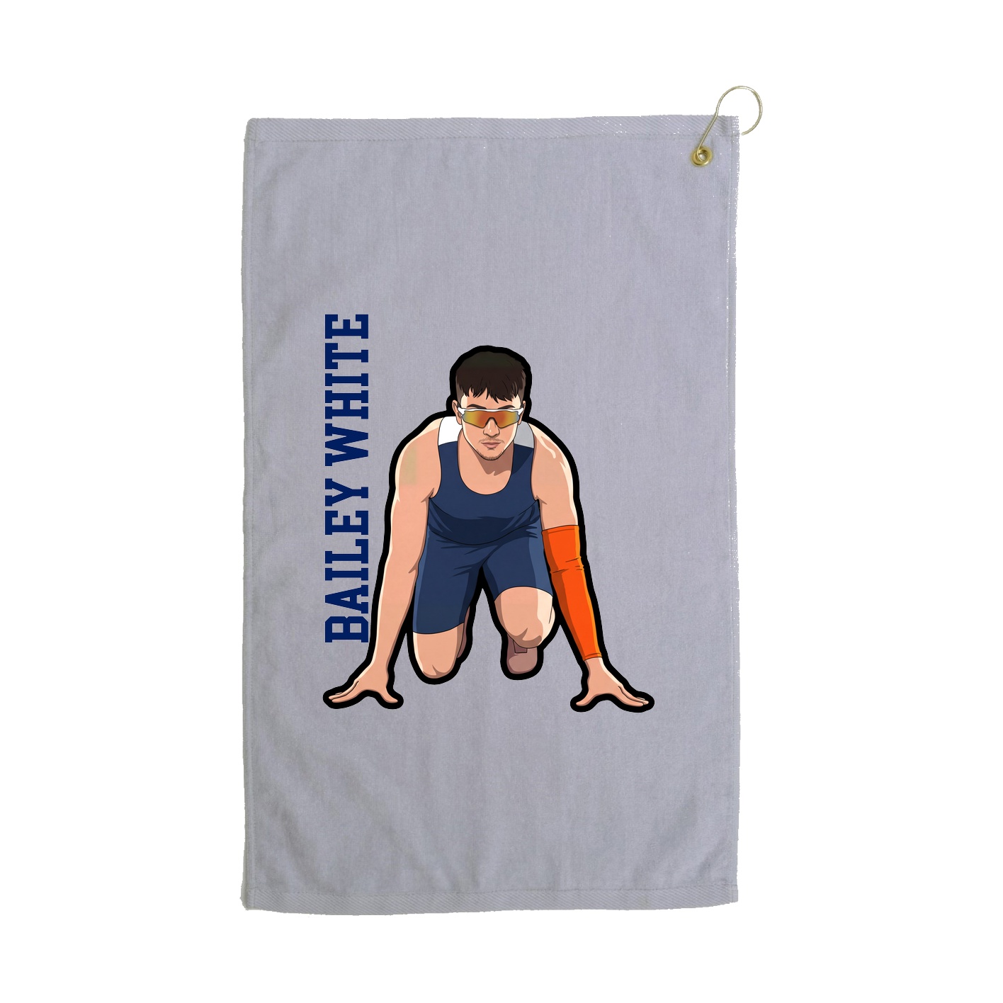 Golf Towel — Name Vertical in Grey
