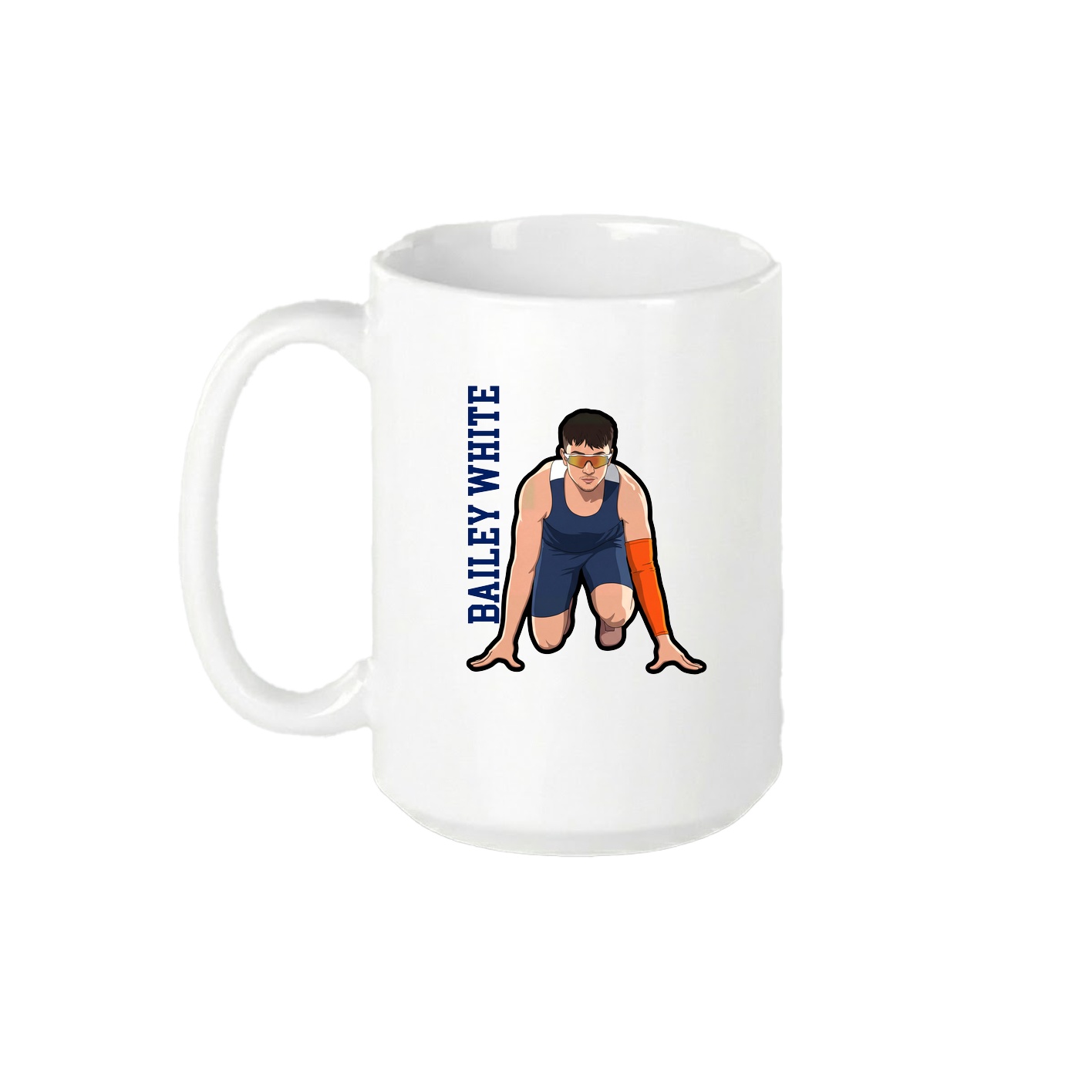 15oz Coffee Mug — Name Vertical in White