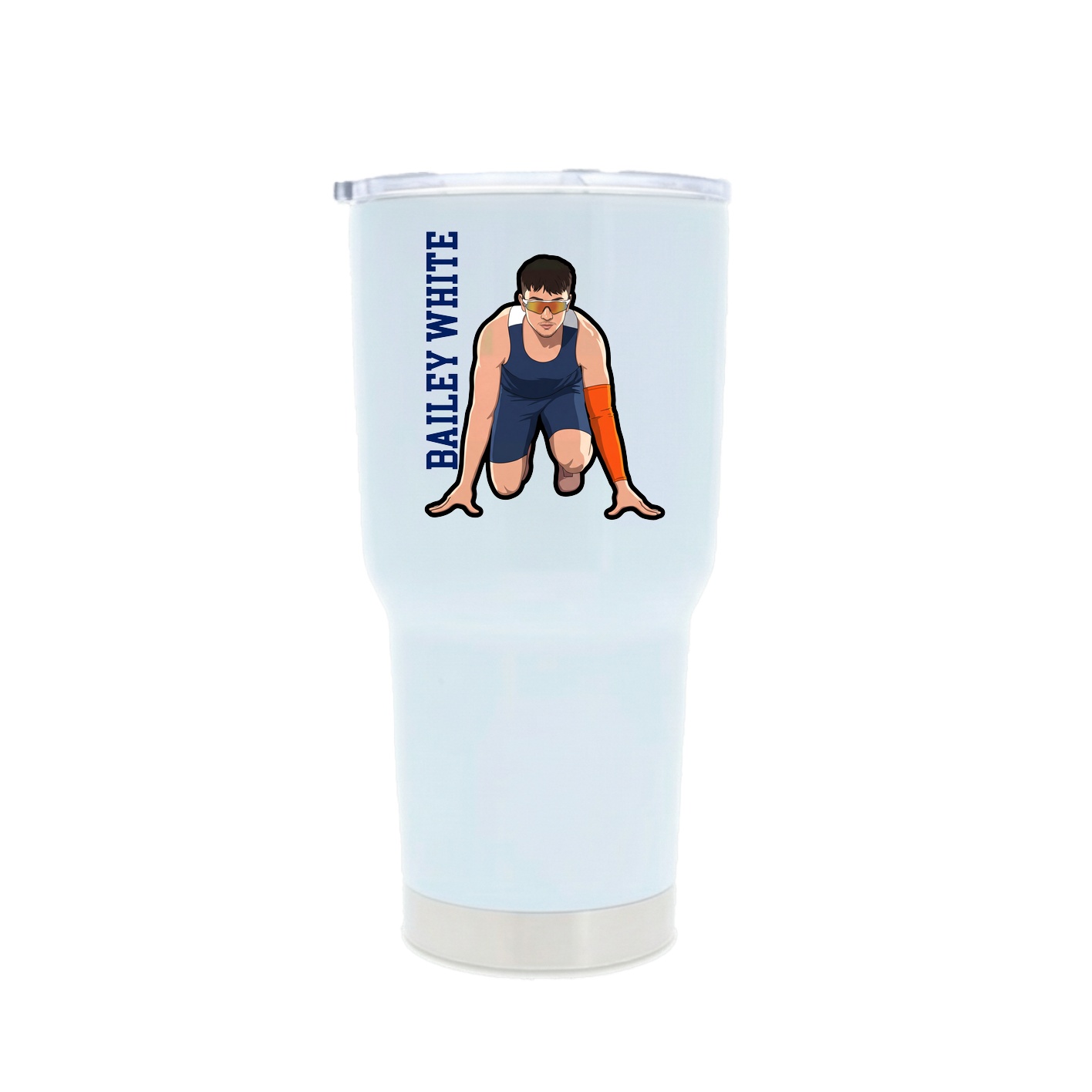 30oz Stainless Steel Tumbler — Name Vertical in White