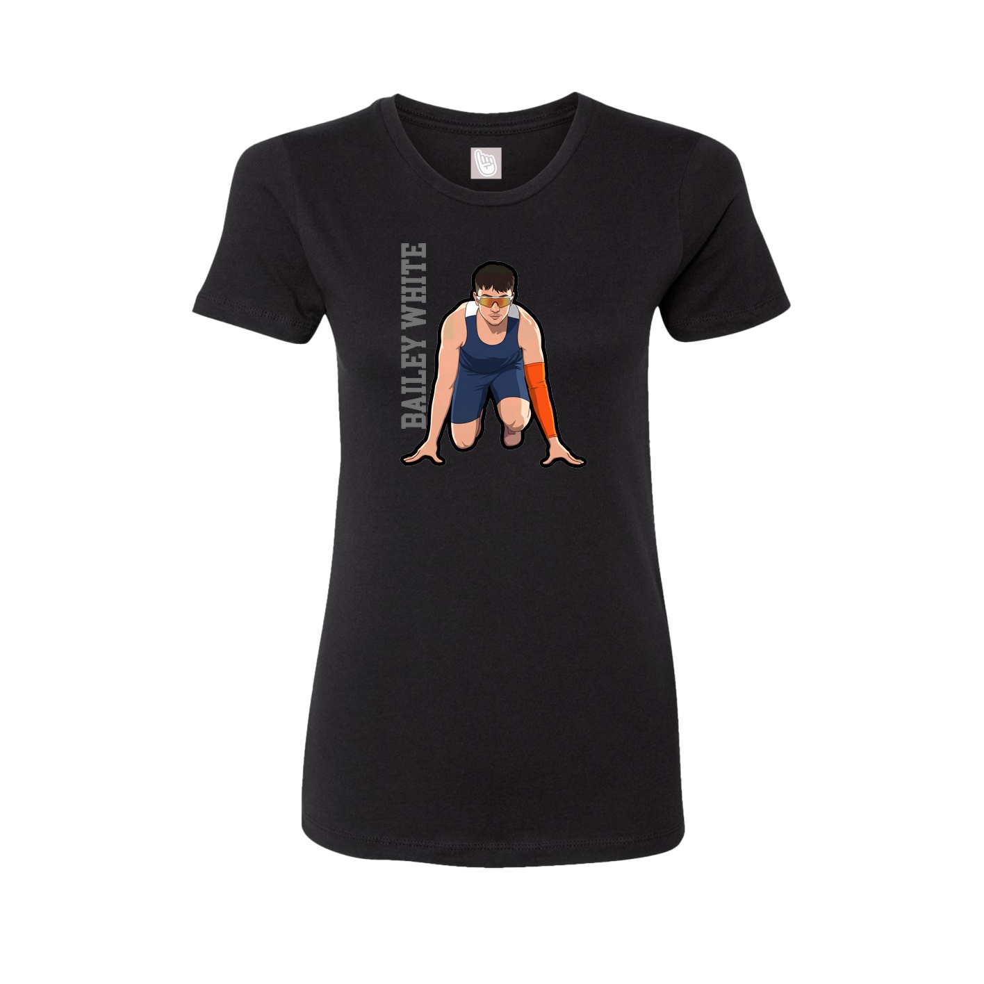 Womens Tee — Name Vertical in Black