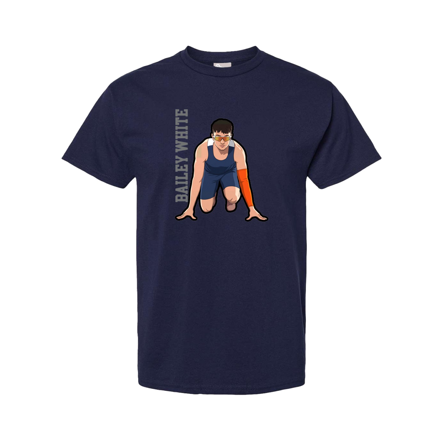 Youth Tee — Name Vertical in Navy