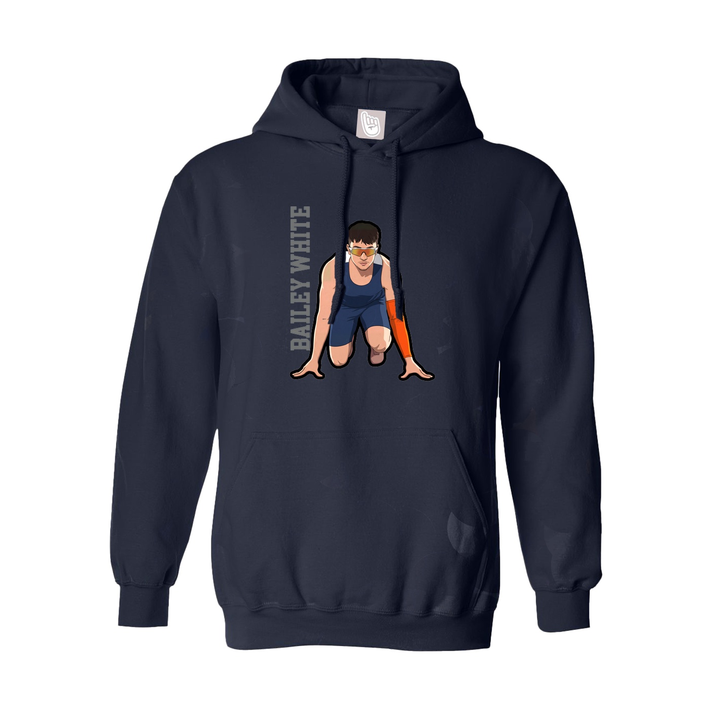 Hoodie — Name Vertical in Navy