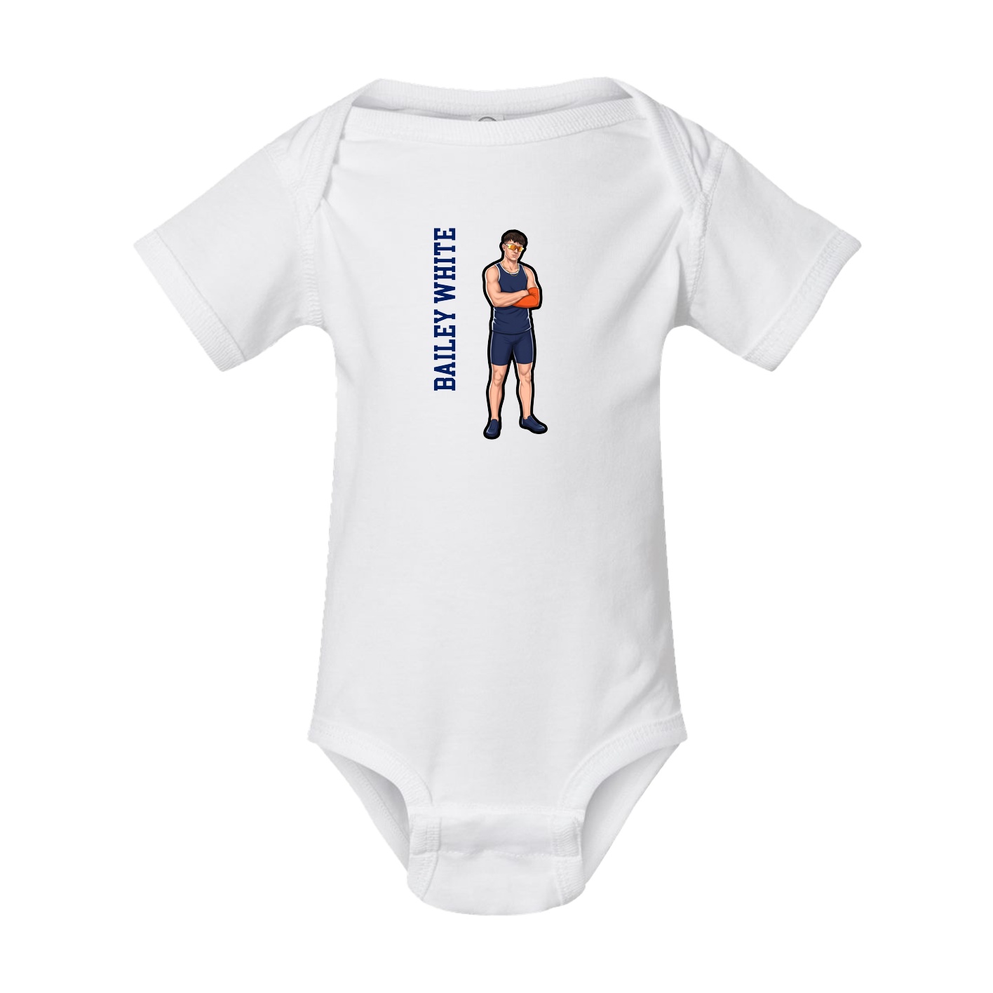 Baby Onesie — Name Vertical in White