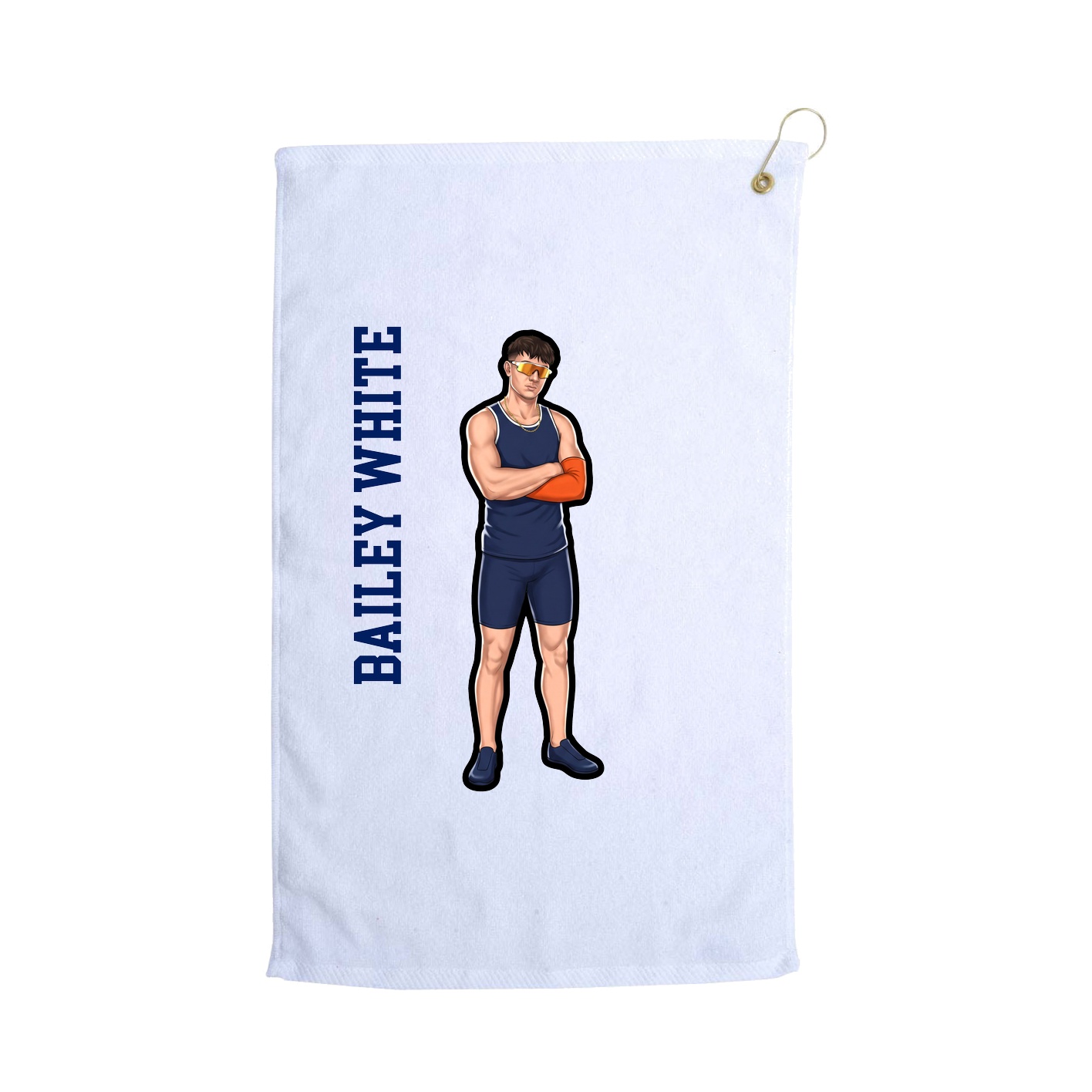 Golf Towel — Name Vertical in White