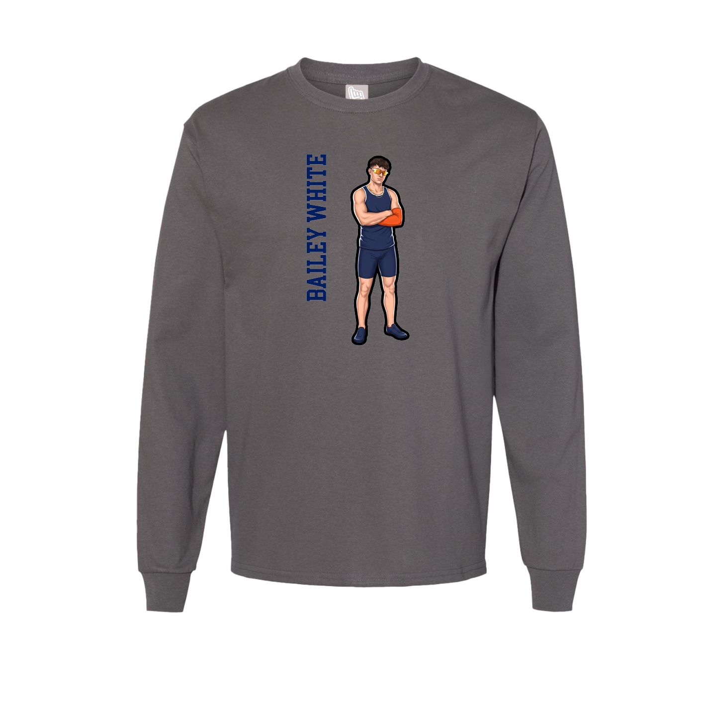 Long Sleeve Tee — Name Vertical in Grey