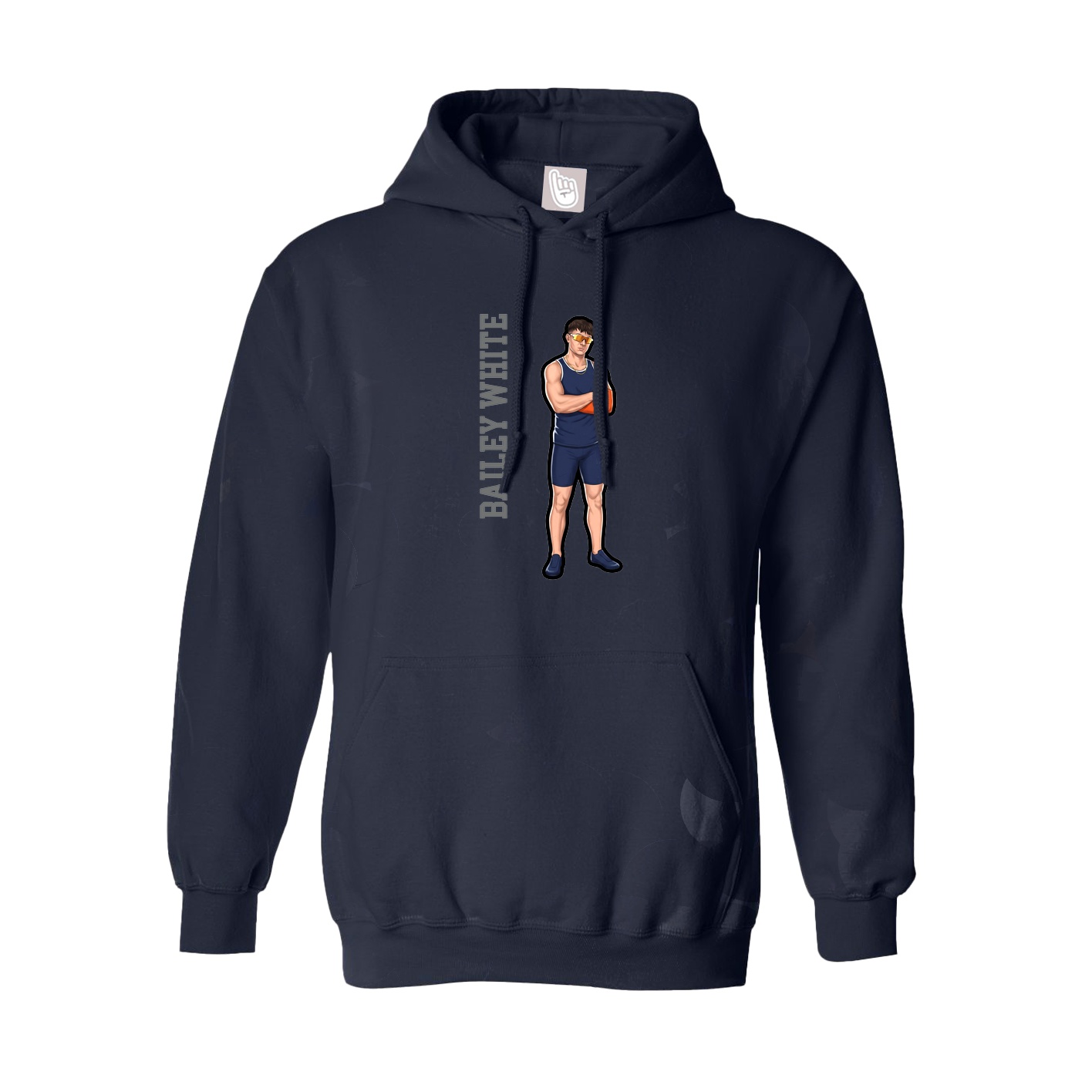 Youth Hoodie — Name Vertical in Navy