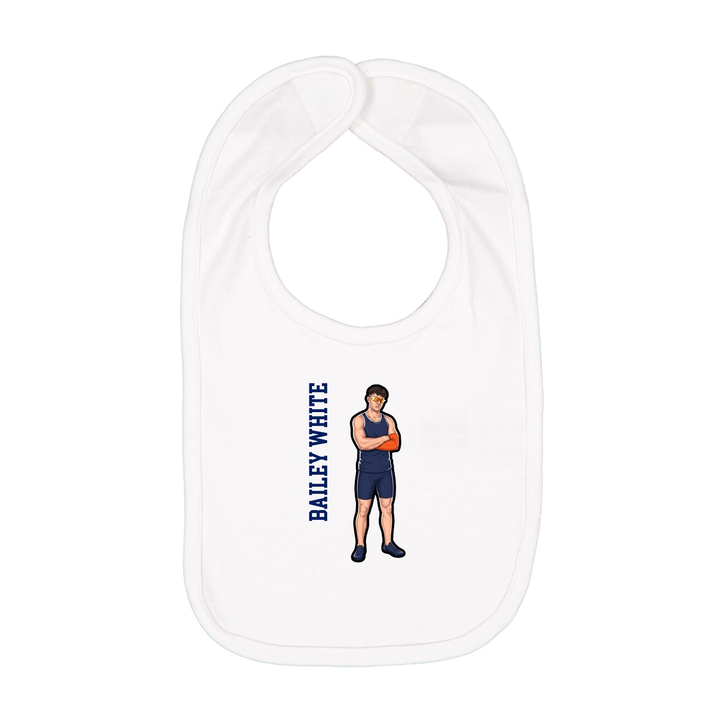 Infant Bib — Name Vertical in White