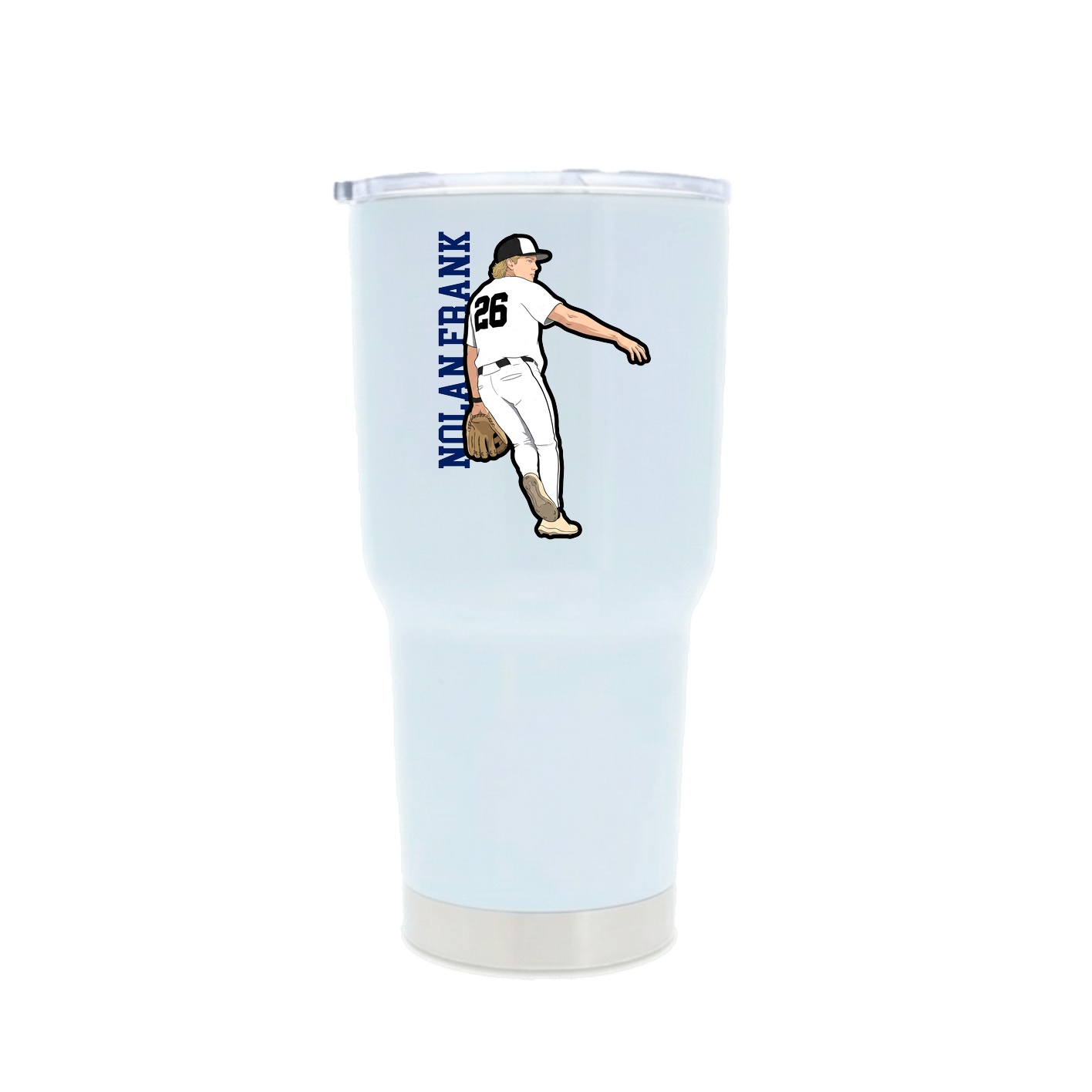 30oz Stainless Steel Tumbler — Name Vertical in White