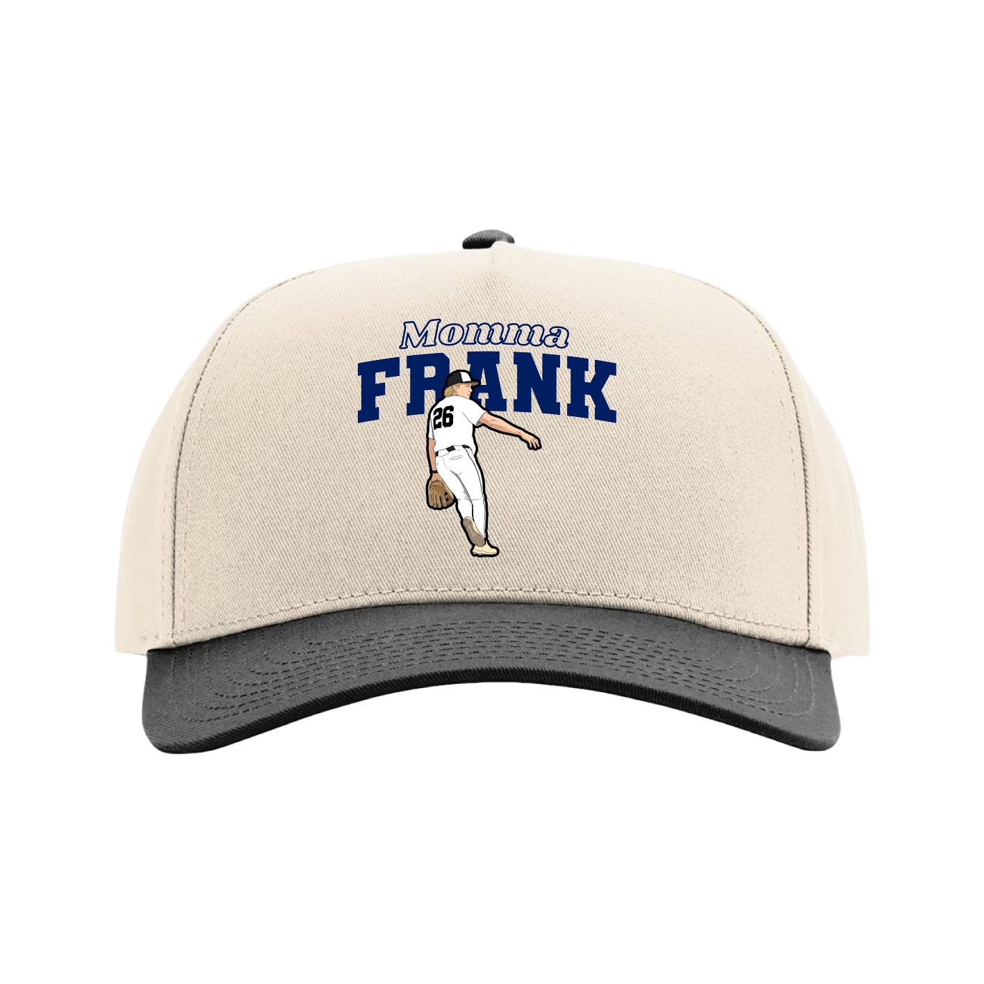 Full Fabric Five-Panel Champ Cap — Mothers Day Block in Cream/Black