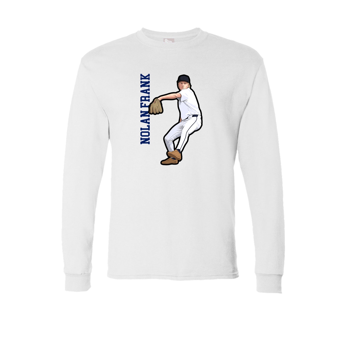 Long Sleeve Tee — Name Vertical in White
