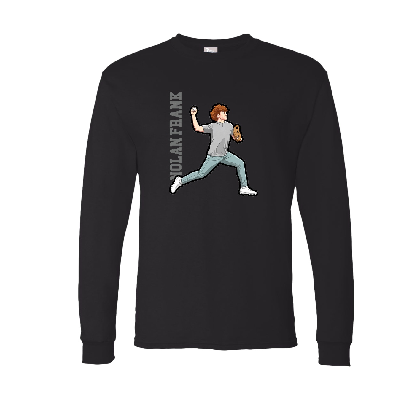 Long Sleeve Tee — Name Vertical in Black