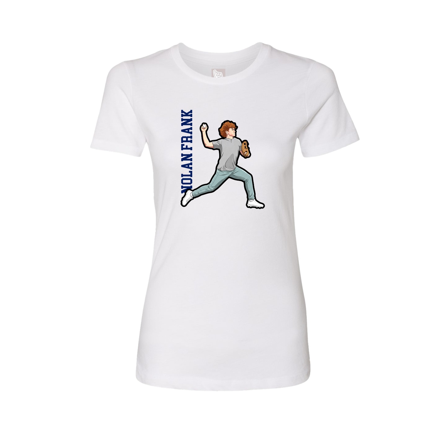Womens Tee — Name Vertical in White
