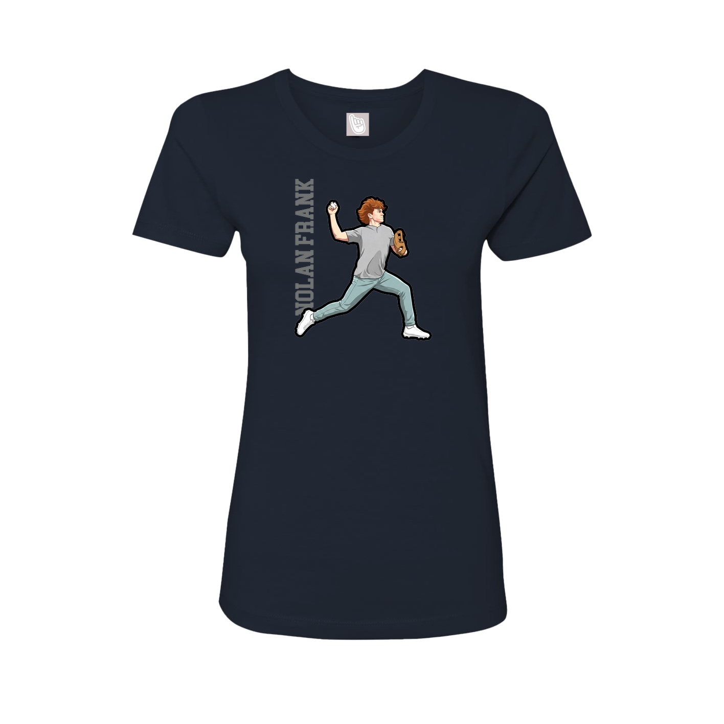 Fitted Women's Tee — Name Vertical in Navy
