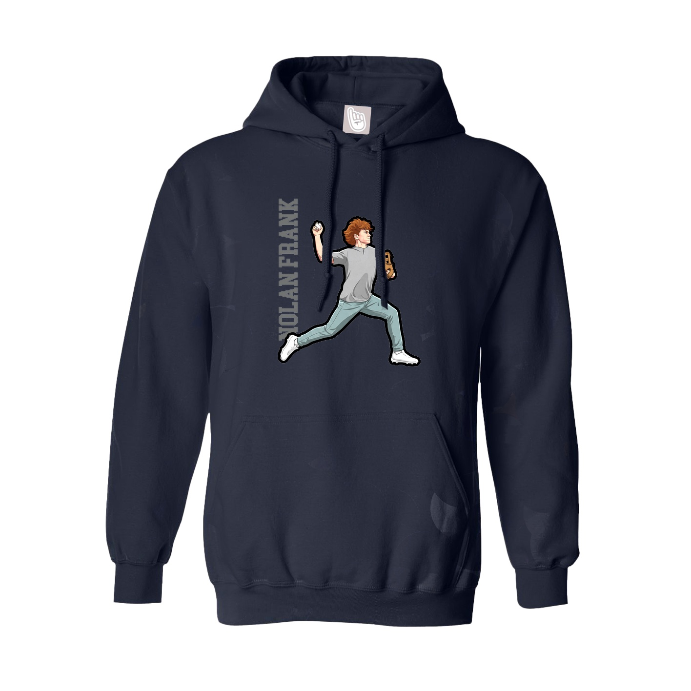 Hoodie — Name Vertical in Navy