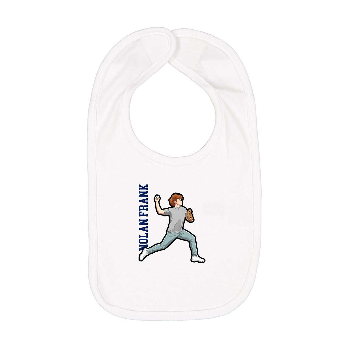 Infant Bib — Name Vertical in White