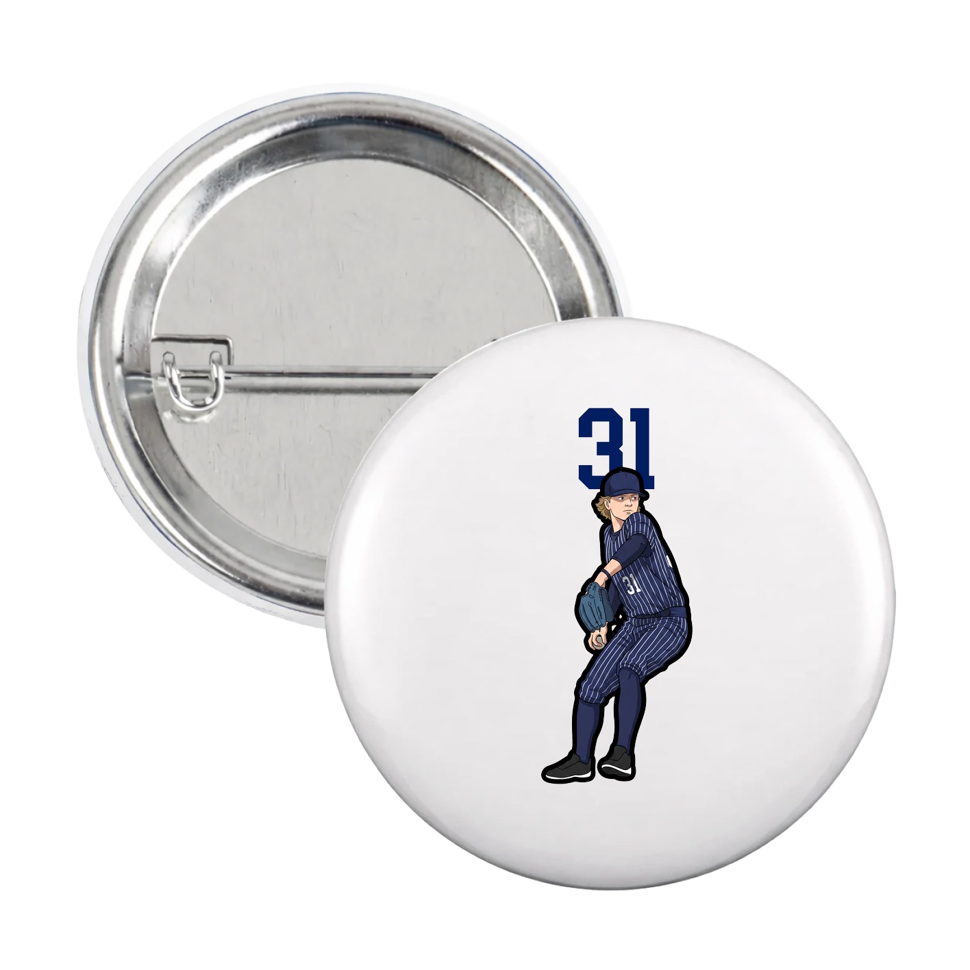 Game Day Button — Number Top in White