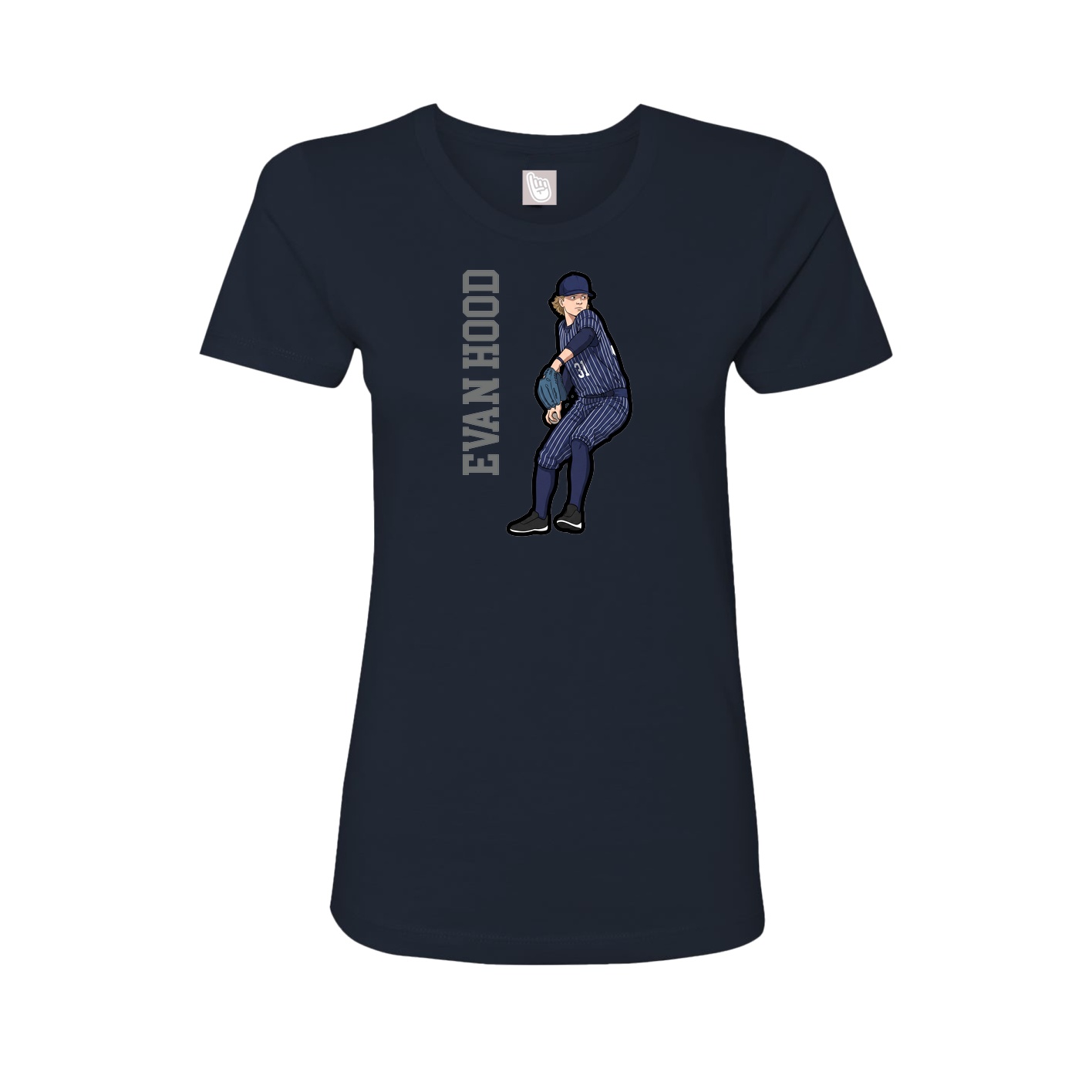Fitted Women's Tee — Name Vertical in Navy