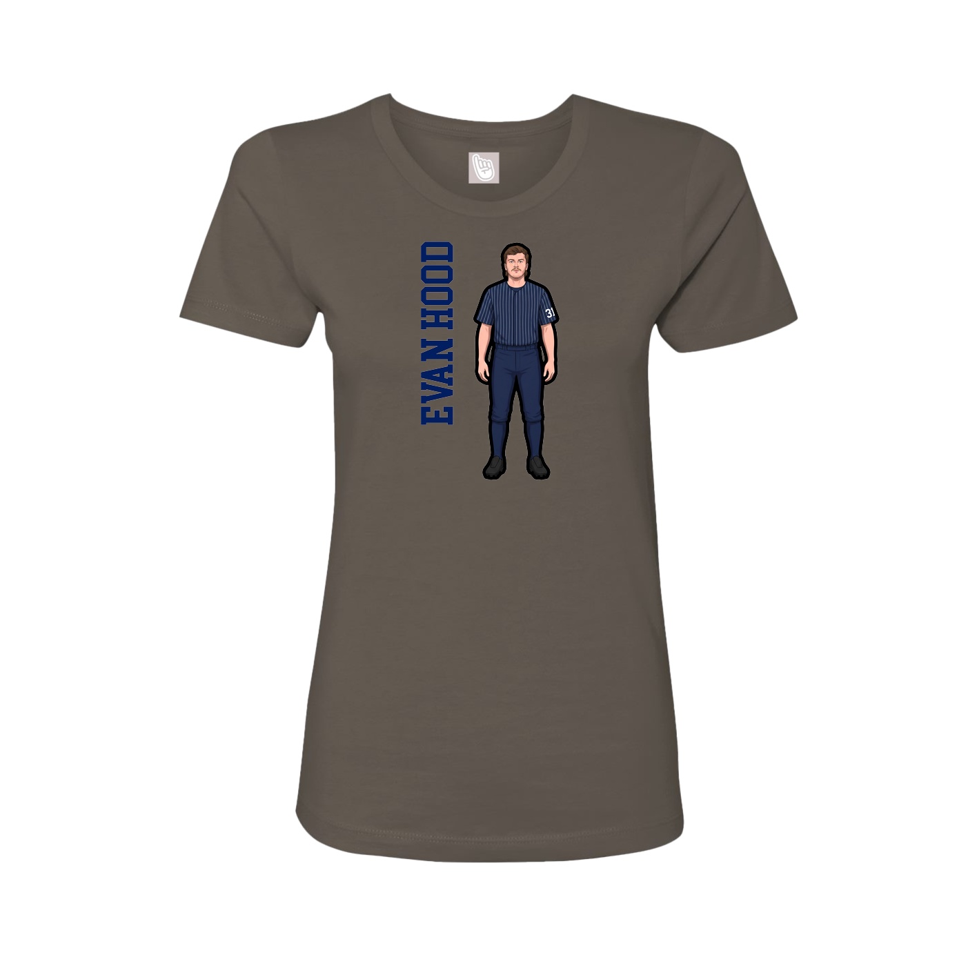 Fitted Women's Tee — Name Vertical in Grey