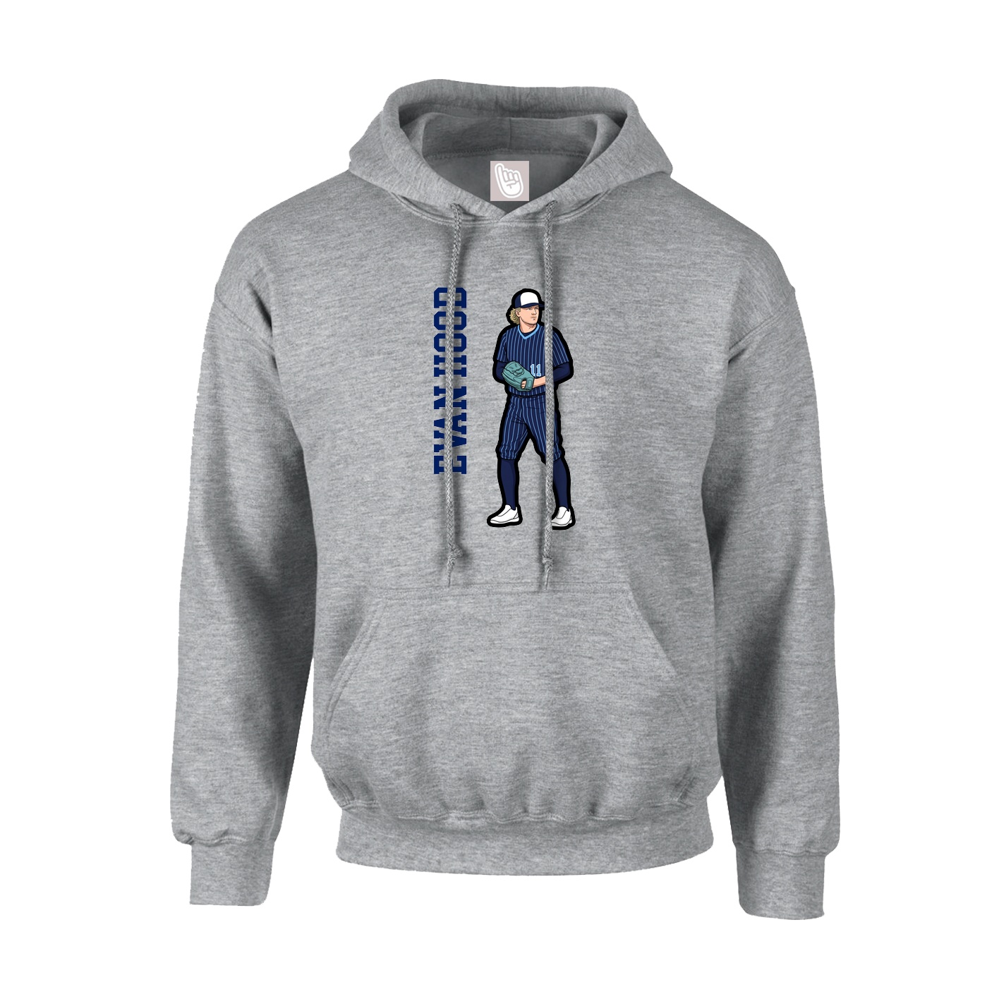 Youth Hoodie — Name Vertical in Grey